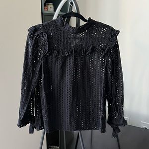 Madewell Eyelet Black Blouse